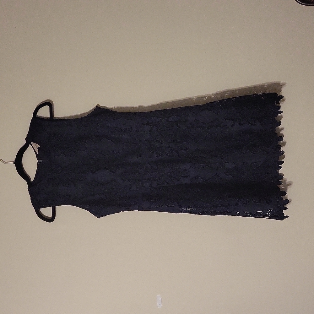 Navy Blue High Collar Dress